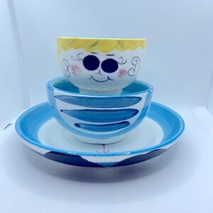 Italian pottery 3 piece serving set